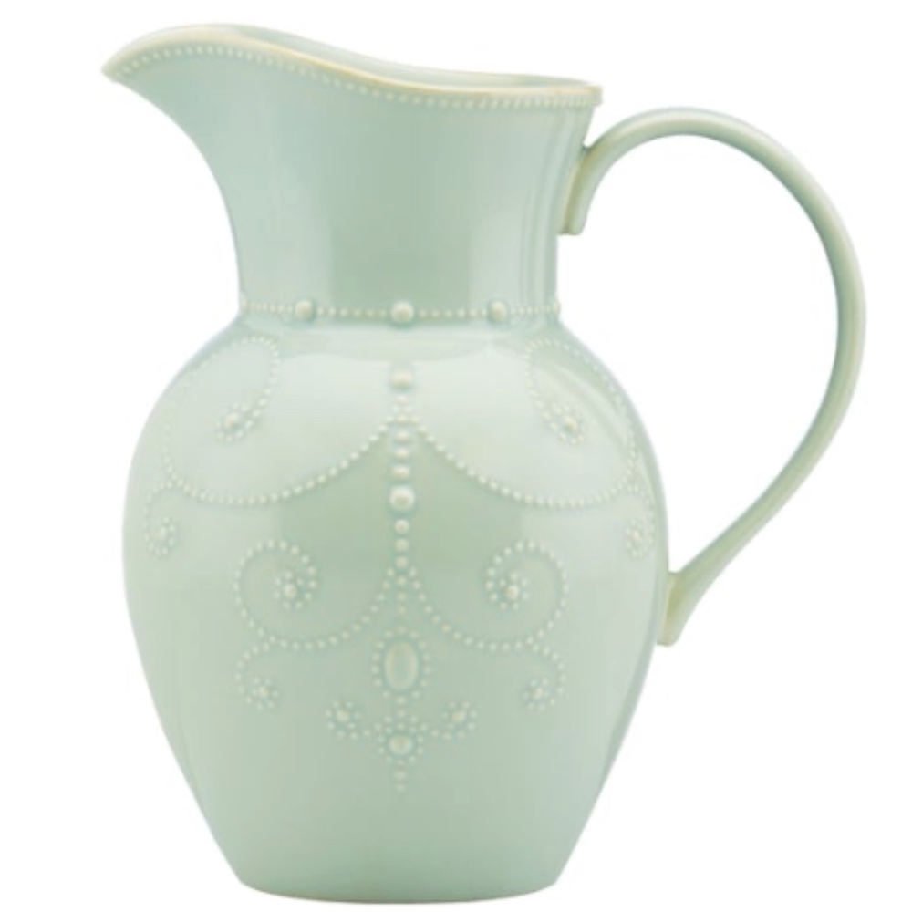 NWOB LENOX American by Design FRENCH PERLE Large 78 oz Ceramic Pitcher- Ice Blue